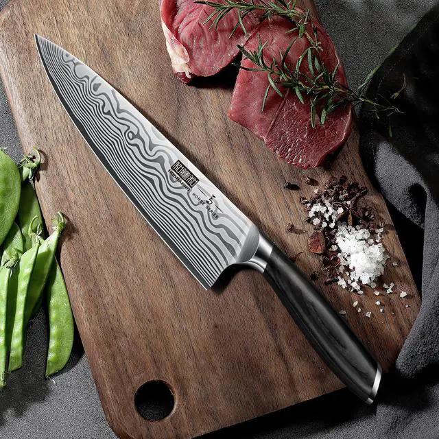 Alt view image 5 of 7 - HOSHANHO 8 Inch Chef Knife, Ultra Sharp High Carbon Powder Steel Kitchen Knife, Professional Japanese Chef's Knife with Ergonomic Pakkawood Handle