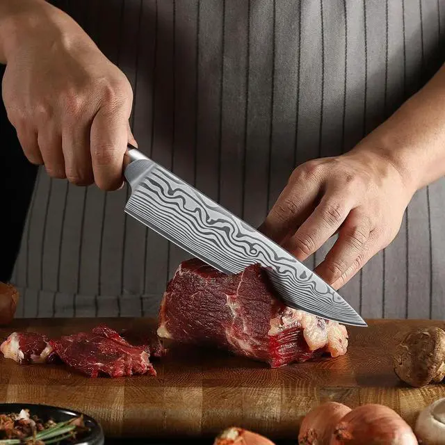 Alt view image 6 of 7 - HOSHANHO 8 Inch Chef Knife, Ultra Sharp High Carbon Powder Steel Kitchen Knife, Professional Japanese Chef's Knife with Ergonomic Pakkawood Handle
