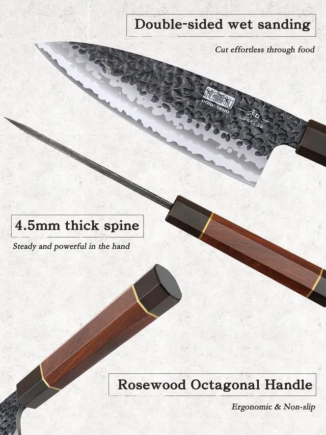 Alt view image 3 of 7 - HOSHANHO 6 Inch Deba Knife Japanese VG10 High Carbon Steel Ultra Sharp Fish Fillet Knife with Ergonomic Rosewood Handle for Sushi Sashimi