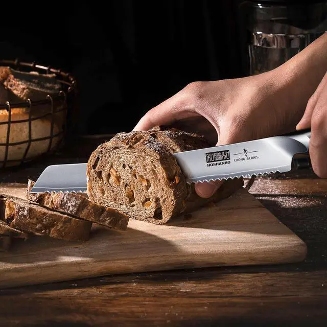 Alt view image 5 of 7 - HOSHANHO Bread Knife 10 inch, Japanese High Carbon Stainless Steel Serrated Bread Knives, Professional Bread Cutting Knife for Homemade Bread