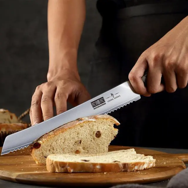 Alt view image 7 of 7 - HOSHANHO Bread Knife 10 inch, Japanese High Carbon Stainless Steel Serrated Bread Knives, Professional Bread Cutting Knife for Homemade Bread