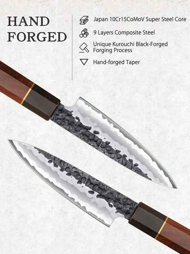Alt view image 3 of 7 - HOSHANHO 3 Pieces Knife Set, Professional High Carbon Steel Kitchen Knives Set, Ultra Sharp Japanese Chef Knife Set with Ergonomic Handle & Gift Box