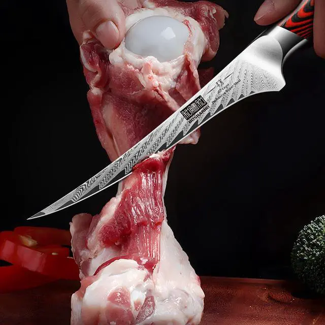 Alt view image 6 of 7 - HOSHANHO Fillet Knife 7 Inch, Damascus Steel Boning Knife, Professional Fish Fillet Knife for Meat Chicken Cutting, Meat Knife with G10 Ergonomic Handle