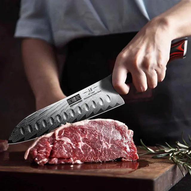 Alt view image 6 of 7 - HOSHANHO 3 Pieces Damascus Kitchen Knife Set Ultra-Sharp Knives Set, Professional Chef Knife Set With G10 Ergonomic Handle,Gift Box