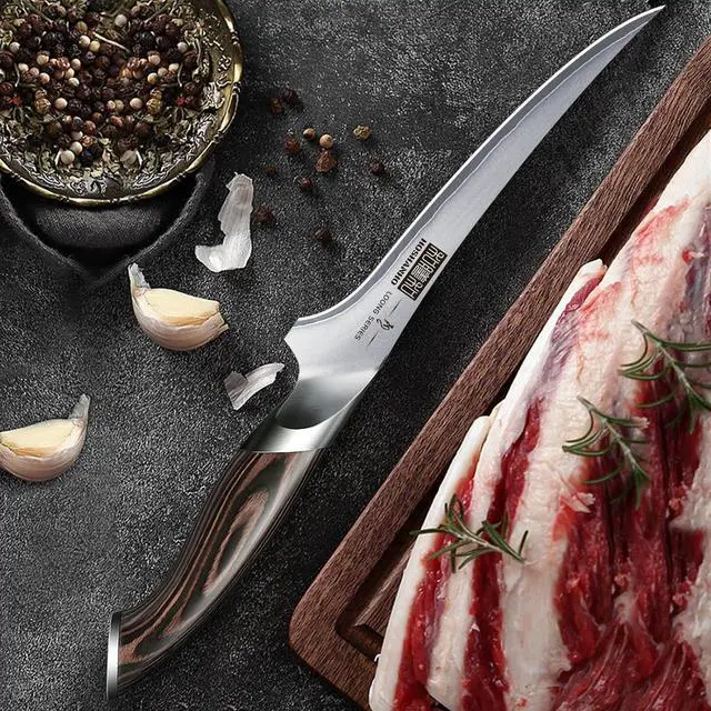 Alt view image 7 of 7 - Hoshanho Two Piece Kitchen Knife Set in Japanese Steel AUS-10, High-Class Santoku knife 7 inch and filleting knife 7 inch Professional Cooking Knife, Non-slip Ultra Sharp Knife with Ergonomic Handle