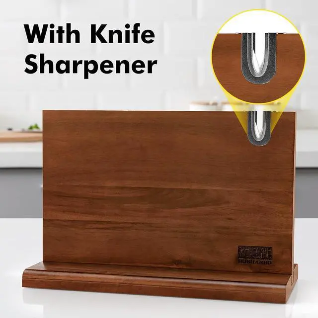 Alt view image 6 of 7 - HOSHANHO 3 Pieces Knife set with Magnetic Knife Block 14 x 10 Inches, Professional Japanese AUS-10 Stainless Steel Kitchen Knife Set, Ultra Sharp Chef Knives Sets with Ergonomic Pakkawood Handle