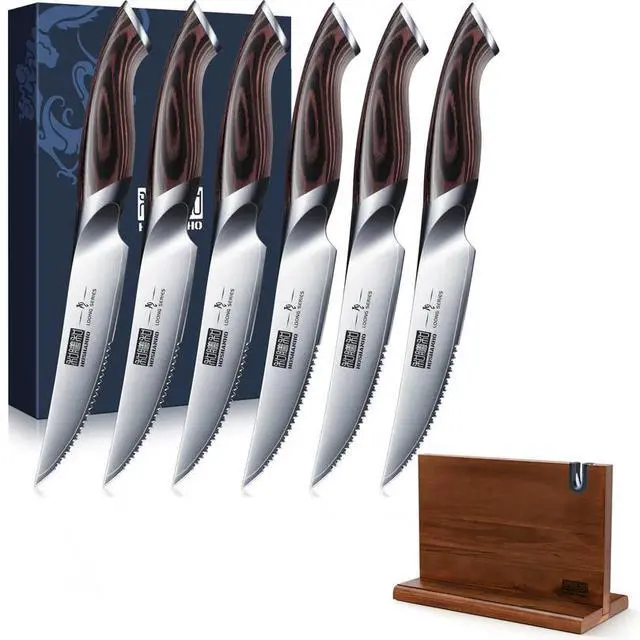 Main image of HOSHANHO 7-Piece Steak Knife Set with Magnetic Block