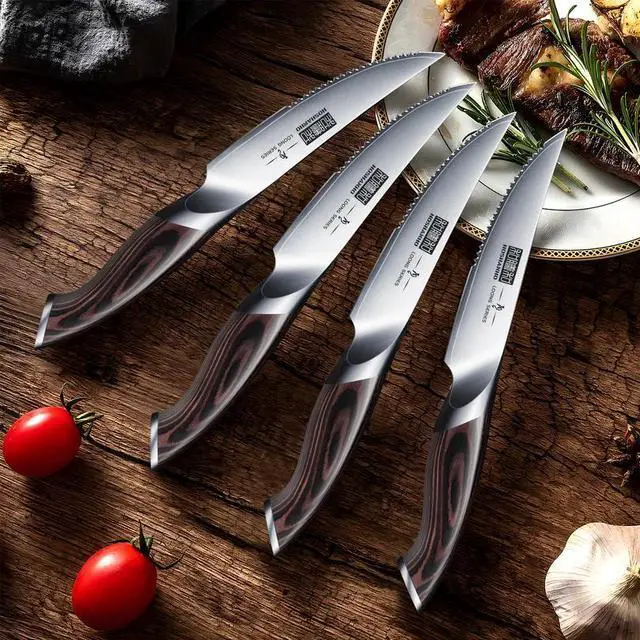 Alt view image 7 of 7 - HOSHANHO 7-Piece Steak Knife Set with Magnetic Block