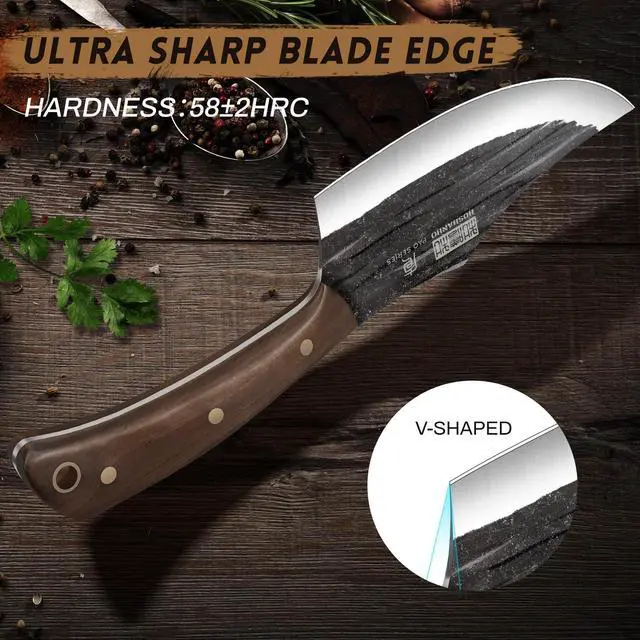 Alt view image 7 of 7 - HOSHANHO 9-Piece Hand Forged Butcher Knife Set with Magnetic Block