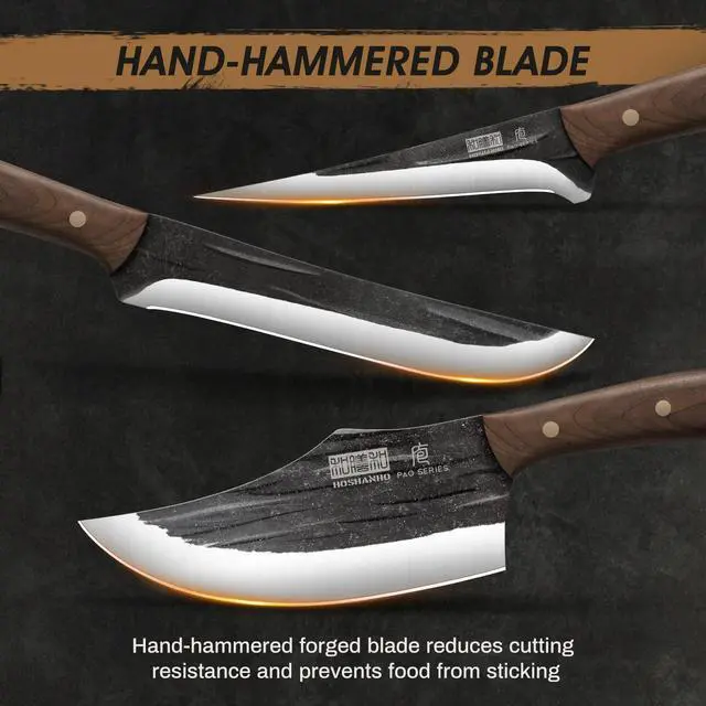 Alt view image 5 of 7 - HOSHANHO 9-Piece Hand Forged Butcher Knife Set with Magnetic Block