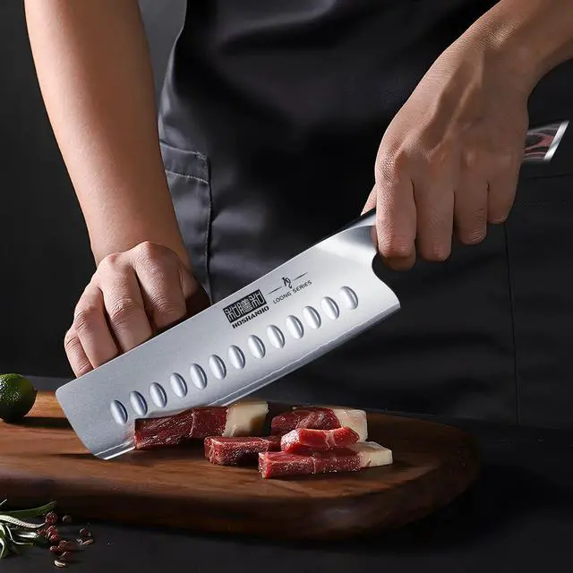 Alt view image 7 of 7 - HOSHANHO 7" Japanese Nakiri Knife with Sheath