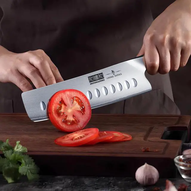 Alt view image 5 of 7 - HOSHANHO 7" Japanese Nakiri Knife with Sheath