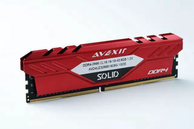 Alt view image 2 of 4 - Avexir DDR4 8GB (1x8GB) 2666MHz (PC4-21300) 288-pin CL19 1.2V UDIMM Desktop Memory Module RAM SOLID RED