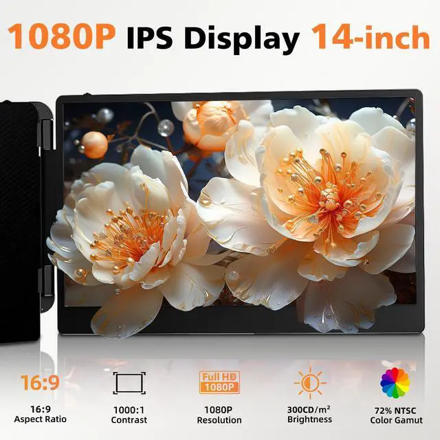 Alt view image 3 of 7 - FORKA Laptop Screen Extender Monitor - 14" Portable IPS FHD 1080P, HDMI/USB-A/Type-C, 15.94" Max Length, Compatible with Windows & Mac