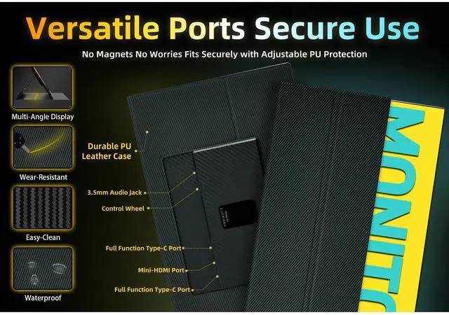 Alt view image 3 of 7 - FORKA Portable Monitor, Laptop Screen Extender, 15.6" FHD HDR Display - HDMI USB-C External Monitor with Smart Cover for PC, Mac, Xbox, PS5
