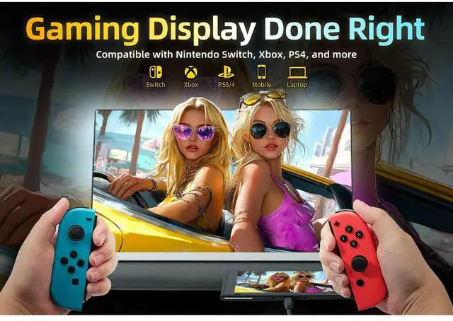 Alt view image 2 of 7 - FORKA Portable Monitor, Laptop Screen Extender, 15.6" FHD HDR Display - HDMI USB-C External Monitor with Smart Cover for PC, Mac, Xbox, PS5