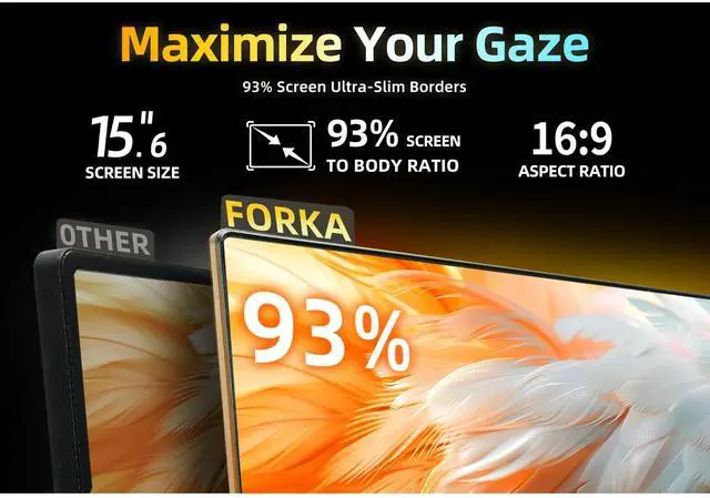 Alt view image 5 of 7 - FORKA Portable Monitor, Laptop Screen Extender, 15.6" FHD HDR Display - HDMI USB-C External Monitor with Smart Cover for PC, Mac, Xbox, PS5