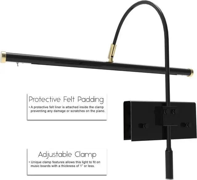 Alt view image 3 of 6 - Cocoweb 19" Grand Piano Light with Black and Brass Accents