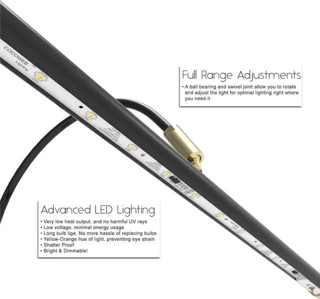 Alt view image 4 of 6 - Cocoweb 19" Grand Piano Light with Black and Brass Accents