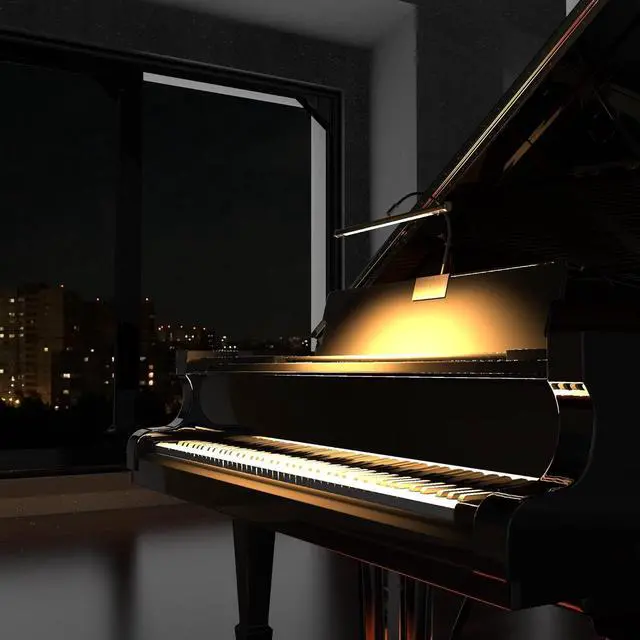 Alt view image 5 of 6 - Cocoweb 19" Grand Piano Light with Black and Brass Accents