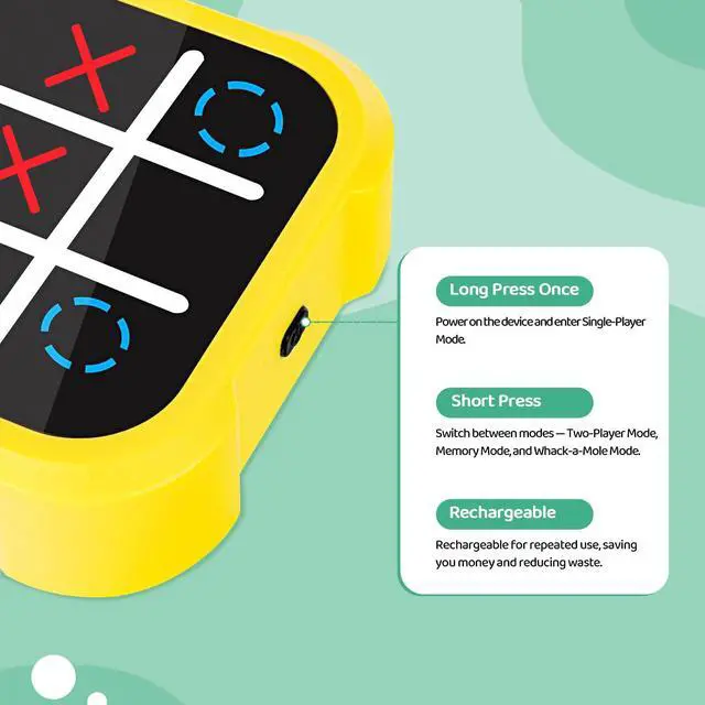 Alt view image 4 of 7 - Electronic Tic Tac Toe Game - Electronic Puzzles Portable Handheld Games, 3-in-1 Tic Tac Toe Bolt Game Travel Tic Tac Toys for Educational Memory Growth, Infinite Tic-Tac-Toe Board Games for Ages 3+