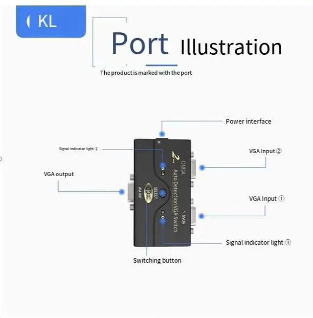 Alt view image 4 of 5 - VGA automatic tracking switcher, 2-in-1-out converter, high-definition display, 2-in-1-out video shaker, CCL-21A split-screen adapter, multi-screen extender