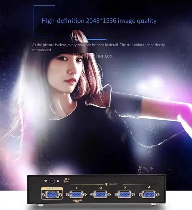 Alt view image 4 of 5 - VGA splitter 1/4 splitter 1/4 video splitter 1 in 4 out 450M CKL-104A
