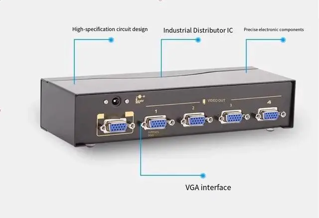 Alt view image 5 of 5 - VGA splitter 1/4 splitter 1/4 video splitter 1 in 4 out 450M CKL-104A