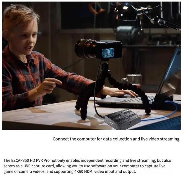 Alt view image 6 of 6 - ezcap350HDMI video recording, capture and live streaming box, high-definition recording box, live streaming box capture card