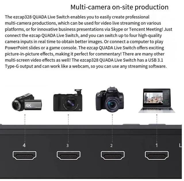 Alt view image 6 of 7 - ezcap328 four-channel 1080P60 high-definition director's console multi-channel video capture card