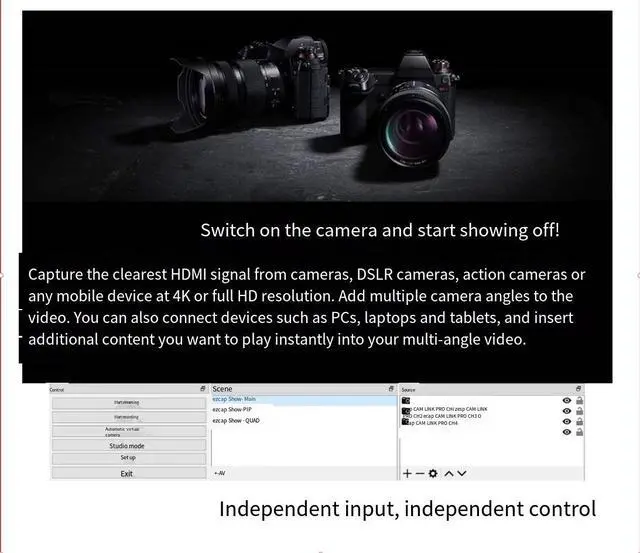 Alt view image 5 of 7 - ezcap335 True four-channel ultra-clear video capture card 4K PCIe HDMI capture live streaming card
