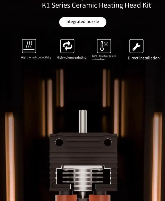 Alt view image 4 of 7 - CREALITY 3DK1 series ceramic heating Head Kit Integrated Nozzle Upgrade Kit K1MAX Heat sink block