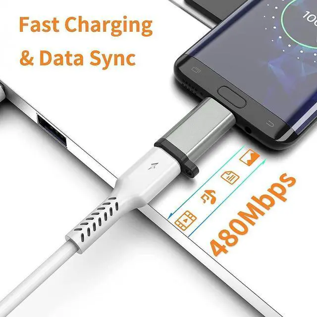 Alt view image 4 of 7 - USB-C to Micro USB Adapter 3-Pack USB Type C Female to Micro USB Male Converter USB C to Micro B 2.0 Charge & Data Sync Compatible with Galaxy S7 S6 J7 Note 5 Kindle Ps4 and More -Grey