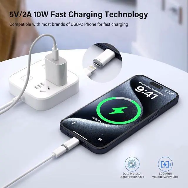 Alt view image 3 of 6 - 3 Pack Lightning to USB C Charging Adapter for iPhone 16/16 Pro/15/15 Pro iPad Pro iPad Air 5/4 Galaxy S24 USB C Male to Lightning Female Fast Charging & Data Transfer Adapter Not for Audio/OTG