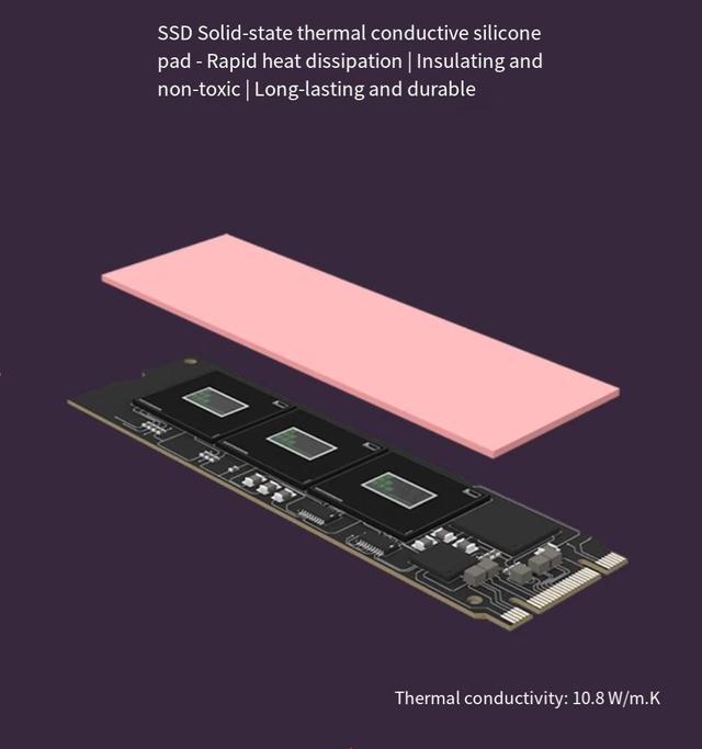 Alt view image 6 of 7 - M.2 Silicone grease pad thermal pad Solid State Drive SSD heat sink Silicone pad Thermal pad m2 heat pad 70*22*0.5mm (Thermal conductivity: 10.8W/M.K-M2 2280 Special)