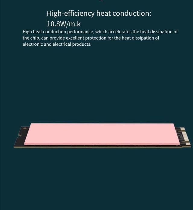 Alt view image 7 of 7 - M.2 Silicone grease pad thermal pad Solid State Drive SSD heat sink Silicone pad Thermal pad m2 heat pad 70*22*0.5mm (Thermal conductivity: 10.8W/M.K-M2 2280 Special)