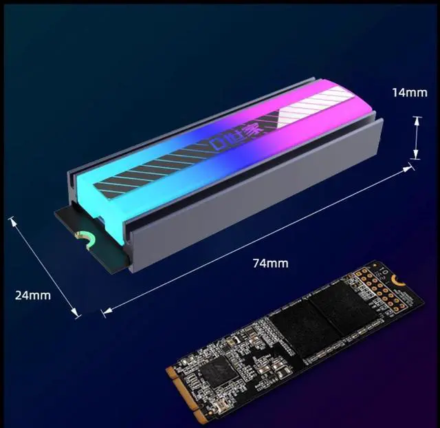 Alt view image 4 of 7 - TEUCER M.2 hard drive cooler ARGB Colorful M2 solid-state SSD2280 heat sink vest Aluminum nvme armor