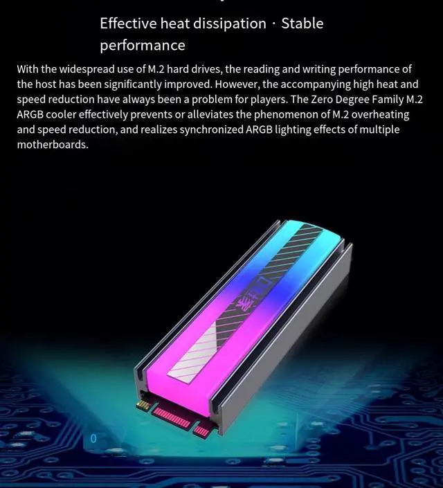 Alt view image 5 of 7 - TEUCER M.2 hard drive cooler ARGB Colorful M2 solid-state SSD2280 heat sink vest Aluminum nvme armor