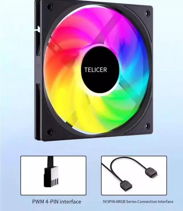 Alt view image 4 of 6 - TEUCER 12015 ARGB ultra-thin 15MM thick high-air volume desktop computer 12CM case cooling fan cpu cooler fan