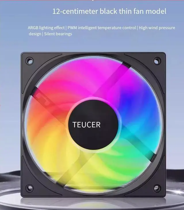 Alt view image 3 of 6 - TEUCER 12015 ARGB ultra-thin 15MM thick high-air volume desktop computer 12CM case cooling fan cpu cooler fan White