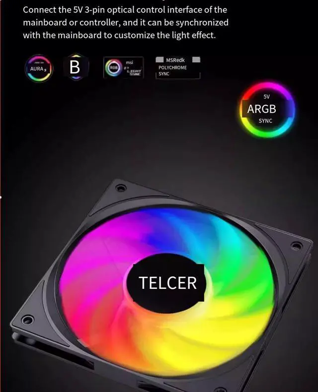 Alt view image 5 of 6 - TEUCER 12015 ARGB ultra-thin 15MM thick high-air volume desktop computer 12CM case cooling fan cpu cooler fan White