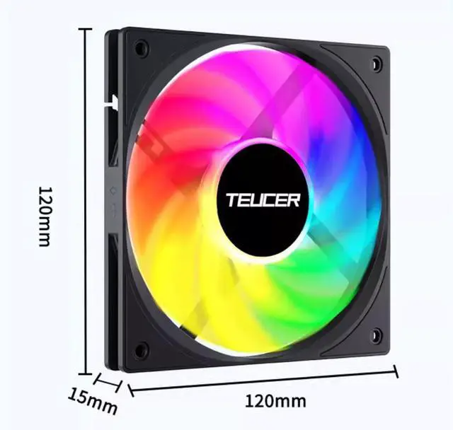 Alt view image 6 of 6 - TEUCER 12015 ARGB ultra-thin 15MM thick high-air volume desktop computer 12CM case cooling fan cpu cooler fan White