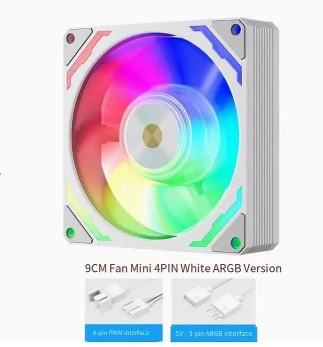 Alt view image 2 of 5 - TEUCER 9CM white ARGB light [small 4-pin interface] Intelligent temperature-controlled fan silent PWM intelligent temperature-controlled cooling
