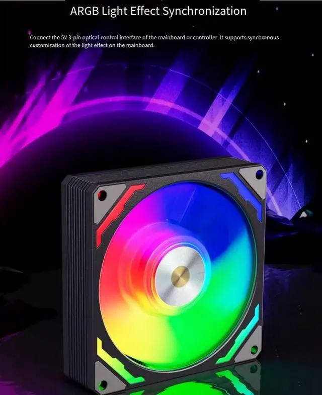 Alt view image 4 of 5 - TEUCER 9CM white ARGB light [small 4-pin interface] Intelligent temperature-controlled fan silent PWM intelligent temperature-controlled cooling