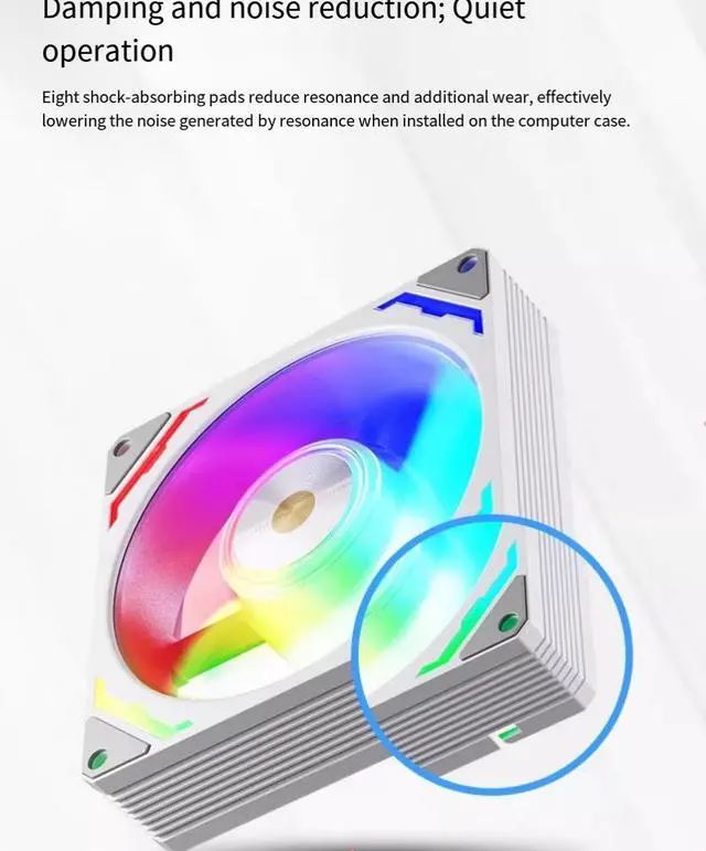 Alt view image 3 of 5 - TEUCER 9CM white ARGB light [small 4-pin interface] Intelligent temperature-controlled fan silent PWM intelligent temperature-controlled cooling