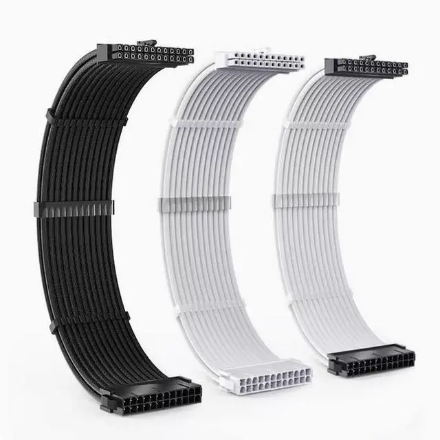 Main image of TEUCER computer case power motherboard 24-pin extension cable with two cable combs for power supply 24-pin module extension cable 0.35M (ONLY 1PACK) White
