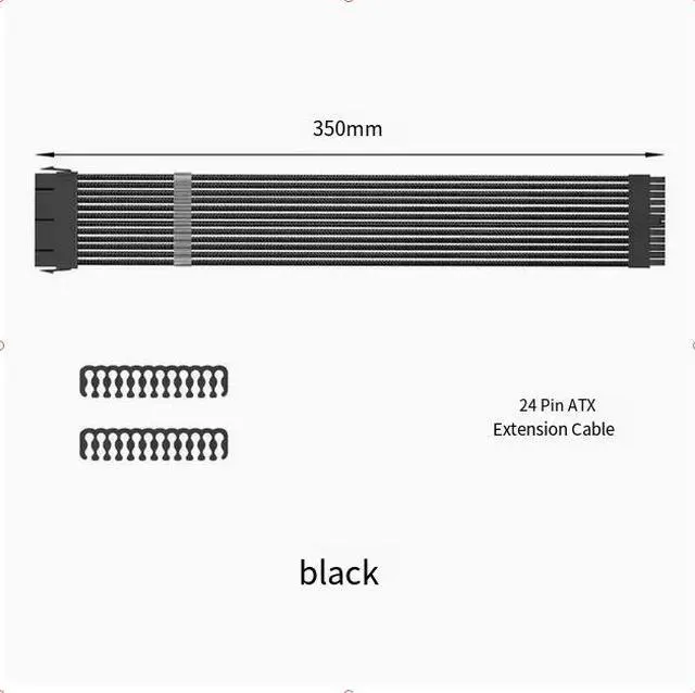 Alt view image 4 of 7 - TEUCER computer case power motherboard 24-pin extension cable with two cable combs for power supply 24-pin module extension cable 0.35M (ONLY 1PACK) White