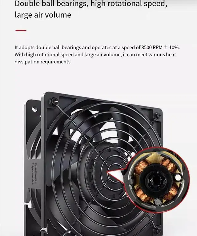 Alt view image 3 of 7 - Computer case 3500 RPM violent fan cpu cooler 12CM large air volume cooling 12038 exhaust fan 12v