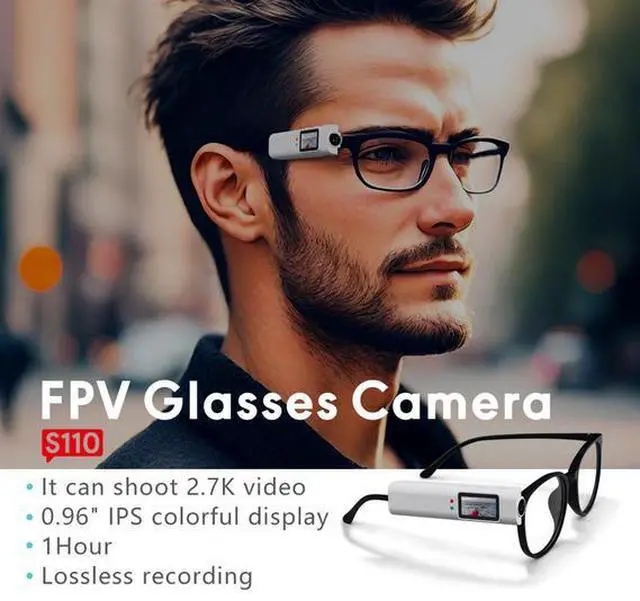 Alt view image 2 of 7 - Glasses, action camera, 1080P high definition, WIFI, mobile phone interconnection, head-mounted, glasses replacement, audio and video recording, with 128GB storage card