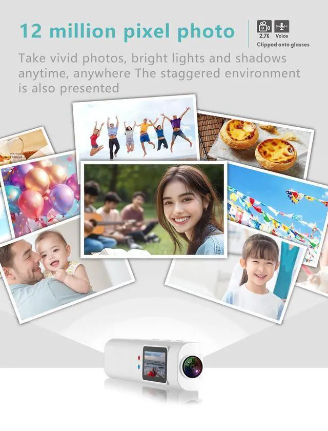 Alt view image 5 of 7 - Glasses, action camera, 1080P high definition, WIFI, mobile phone interconnection, head-mounted, glasses replacement, audio and video recording, with 128GB storage card